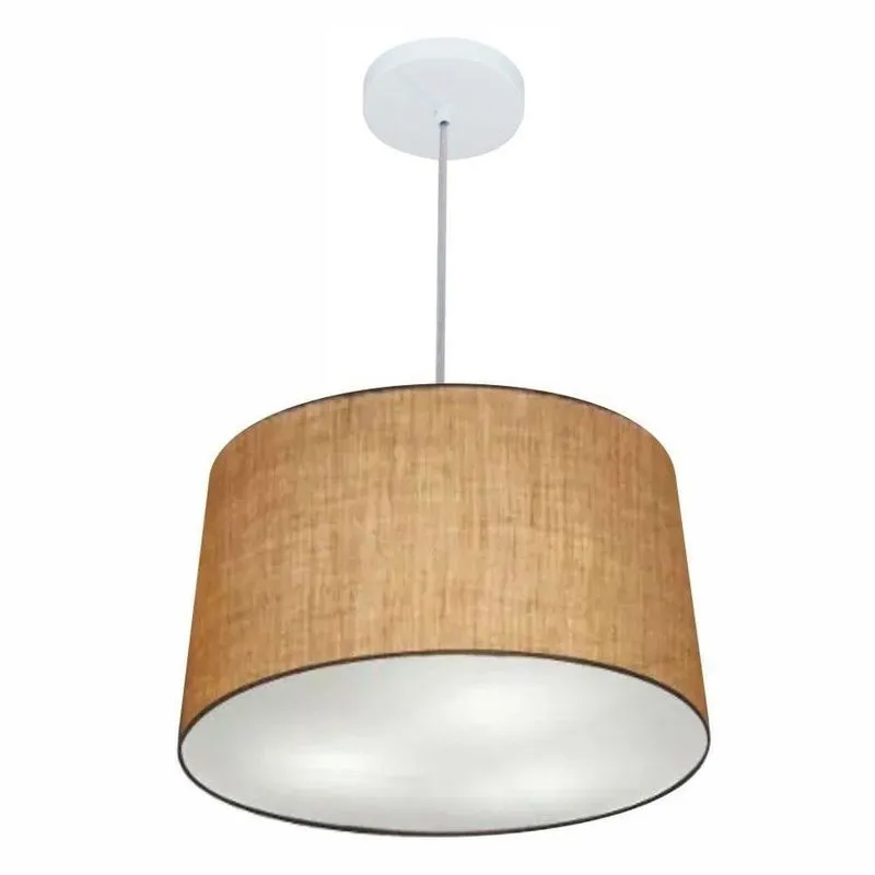 Lustre Pendente Cone MD-4247 Cúpula Em Tecido Formato Cone Bivolt Palha Vivare Brasil Iluminação