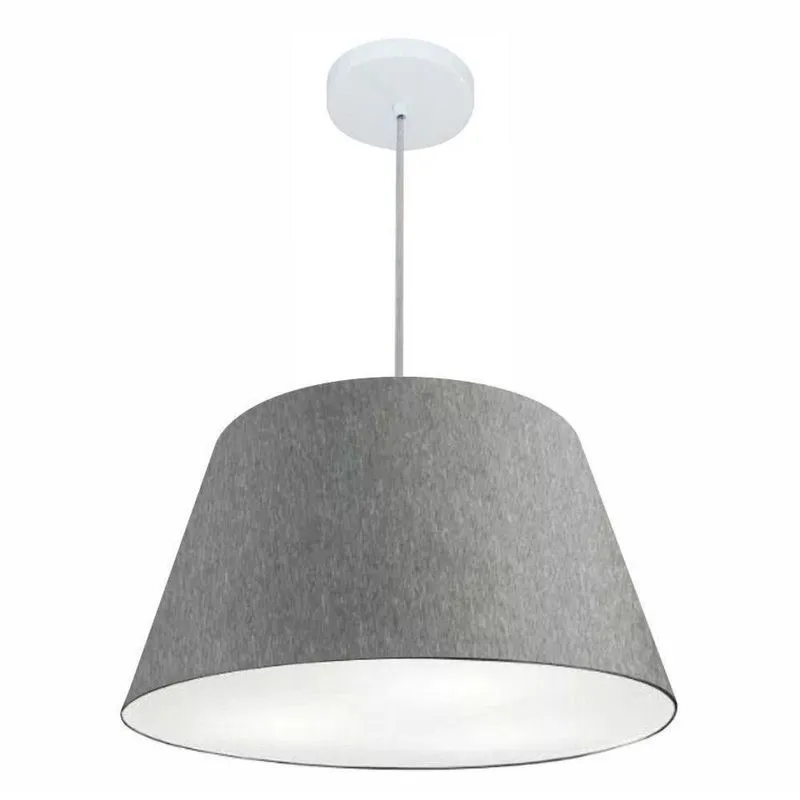 Lustre Pendente MD-4248 Com Cúpula Em Tecido E Fio Ajustável 185cm Cinza Vivare Brasil Iluminação