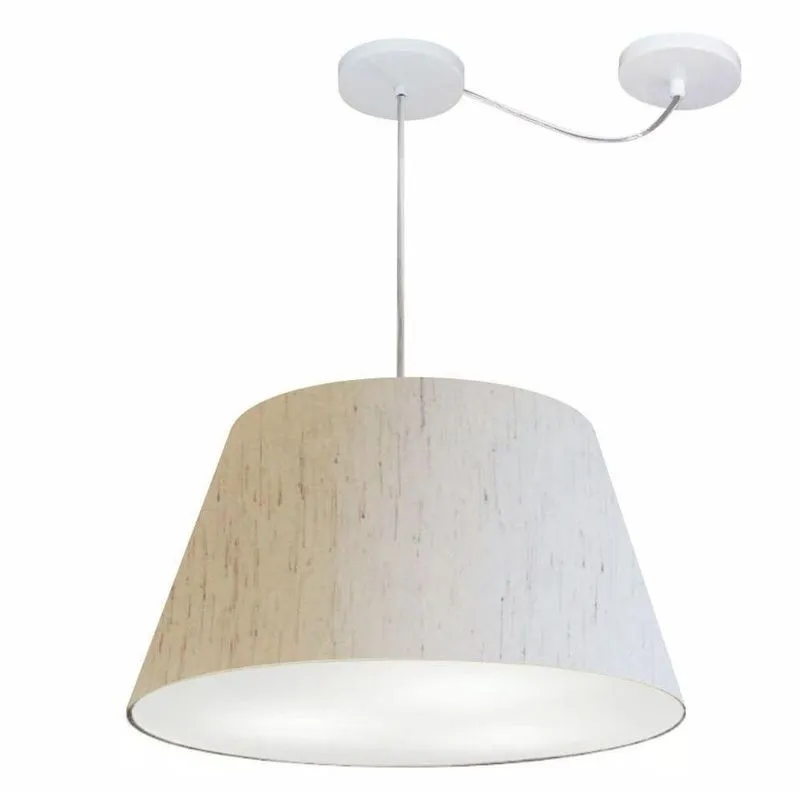 Lustre Pendente MD-4278 Cúpula Cone em Tecido com Desvio Bivolt Bege Vivare Brasil Iluminação