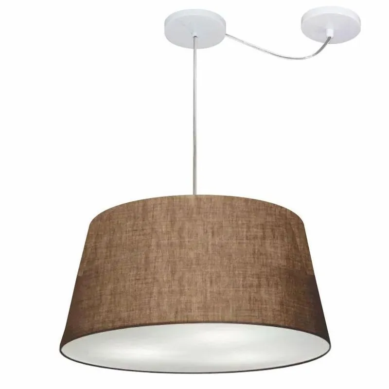 Lustre Pendente MD-4282 Cúpula Tecido Cone Grande Com Desvio Café Vivare Brasil Iluminação