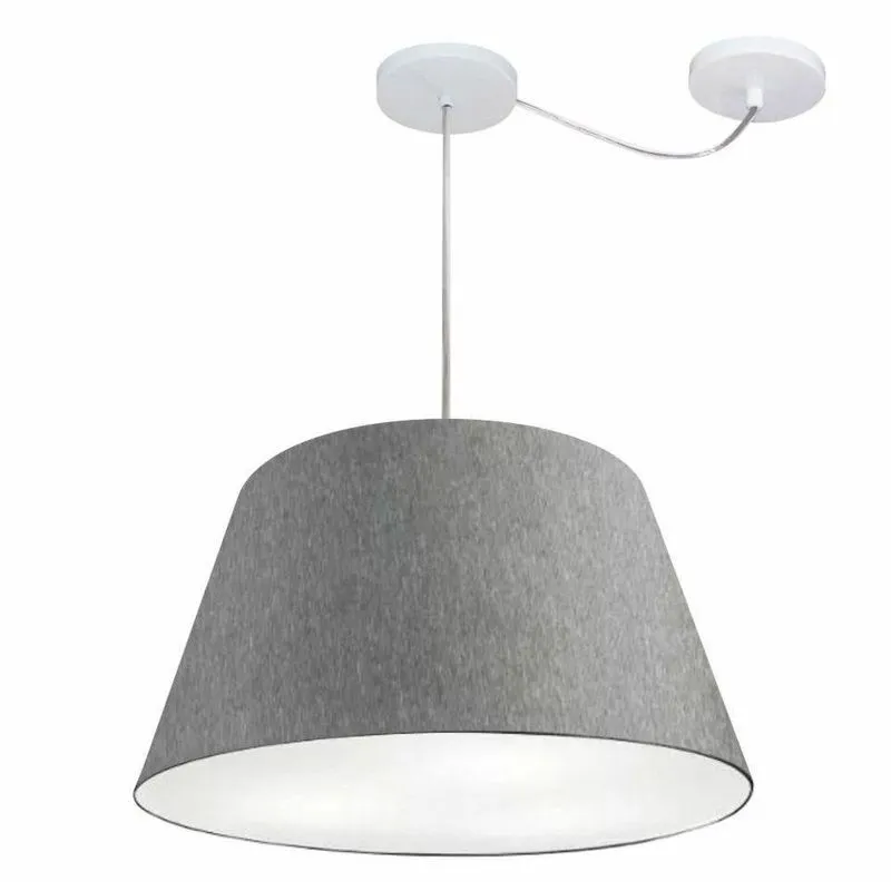 Lustre Pendente Cone Com Desvio Md-4283 Cúpula 30/35x50cm Rustico Cinza - Bivolt
