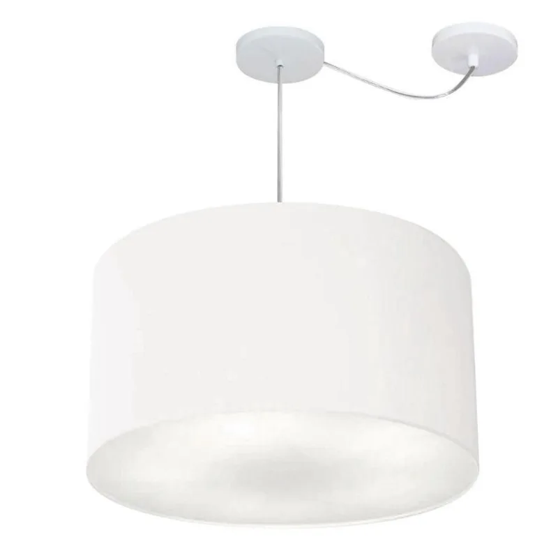 Lustre Cilíndrico com Desvio Md-4239 45x30cm Branco Bivolt - Vivare Brasil Iluminação