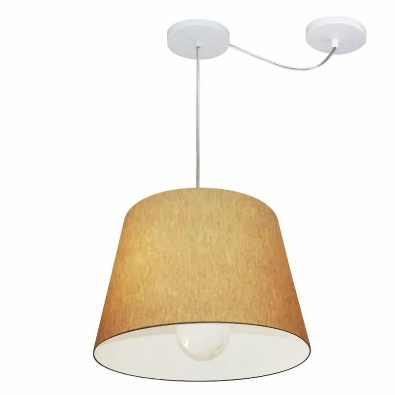 Lustre Pendente MD-4274 Com Cúpula Em Tecido Cone, Altura Ajustável, Branco Vivare Brasil Iluminação