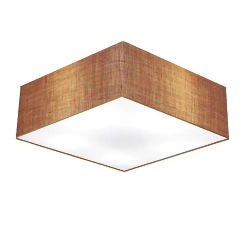Plafon Quadrado Md-3002 Cúpula Em Tecido 15/50x50cm Palha - Bivolt