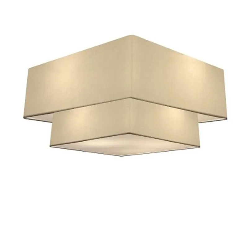Plafon Duplo Quadrado Md-3022 Cúpula Em Tecido 25/50x35cm Algodão Crú - Bivolt