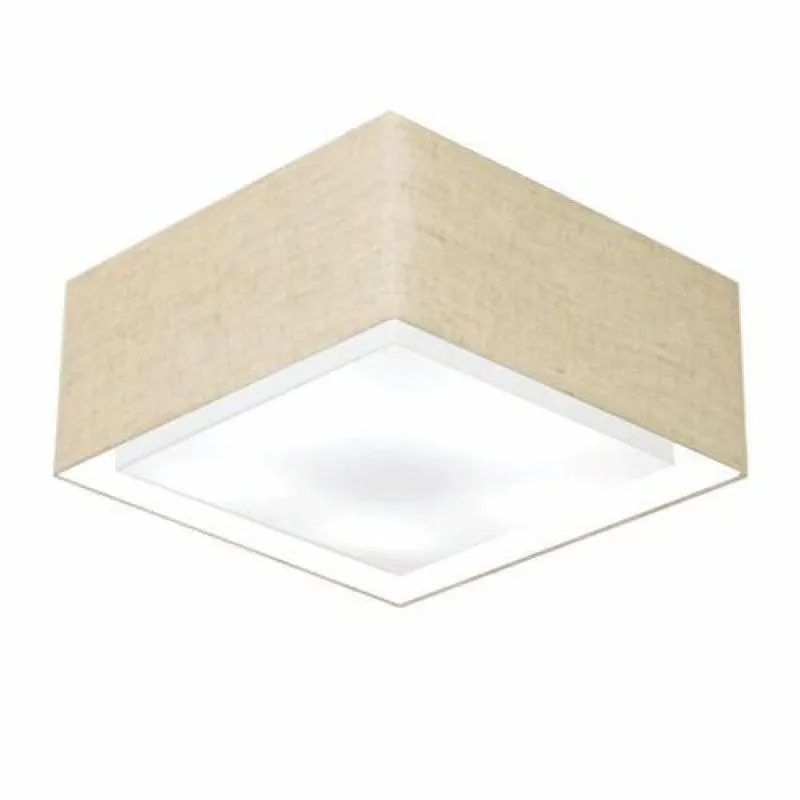 Plafon Quadrado Tecido Dupla 25/50x35cm Rústico Bege Bivolt