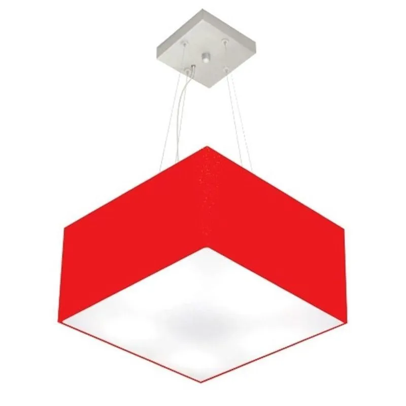 Lustre Pendente Quadrado Md-4005 21/35x35cm Vermelho Bivolt