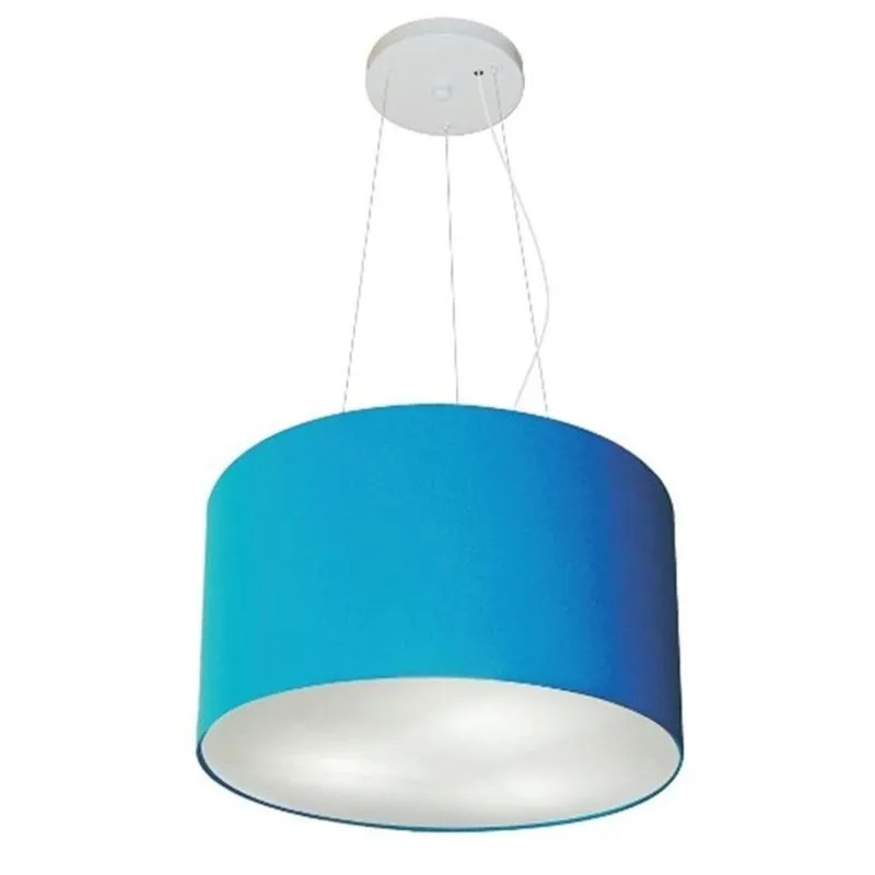 Lustre Pendente Cilíndrico 40x21cm Azul Turquesa Bivolt
