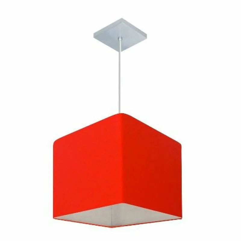 Lustre Pendente Quadrado Md-4058 21/25x25cm Vermelho Bivolt