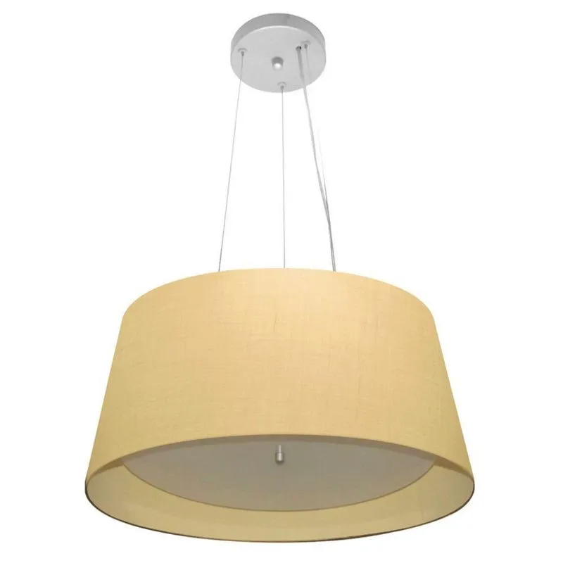 Lustre Pendente Cone 25x50x40cm Algodão Crú Bege Bivolt