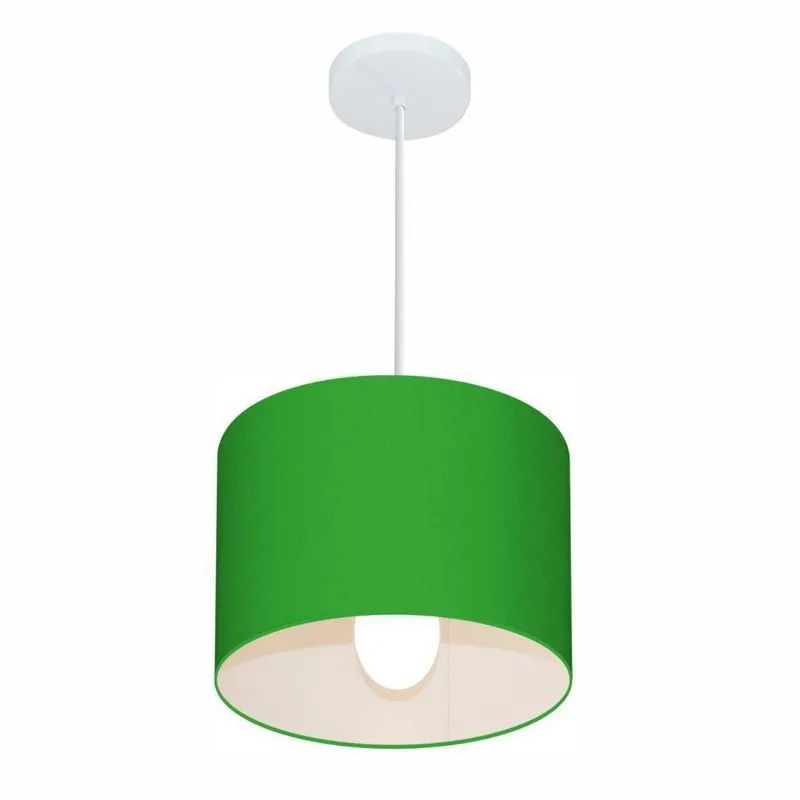 Lustre Pendente Cilíndrico MD-4113 Cúpula Em Tecido 30x25cm Resistente À Maresia Verde Folha Vivare