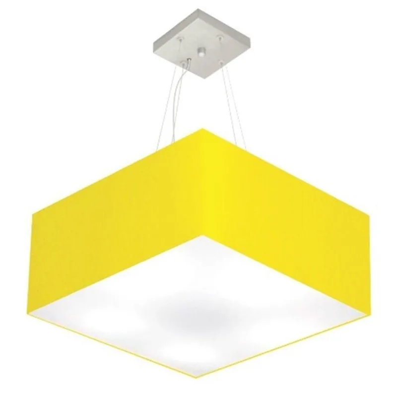 Lustre Pendente Quadrado Md-4065 30/70x70cm Amarelo Bivolt