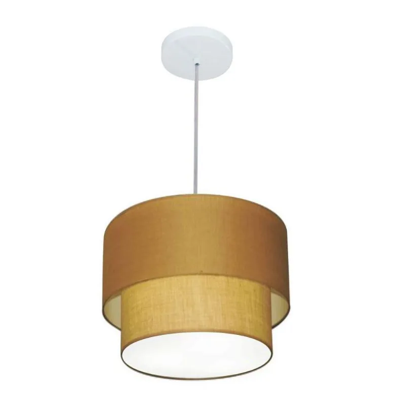 Lustre Pendente Duplo Cilíndrico Md-4161 30x25 Bivolt Palha