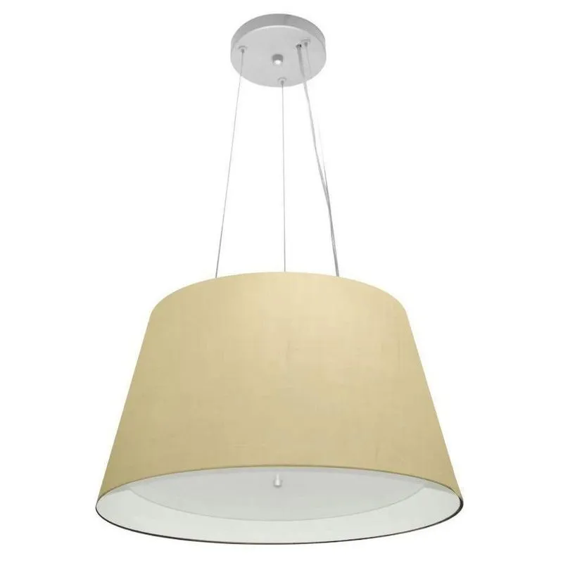 Lustre Pendente MD-4119 Com Cúpula Em Tecido Cone Pequeno Bivolt Algodão Cru - Branco Vivare Brasil