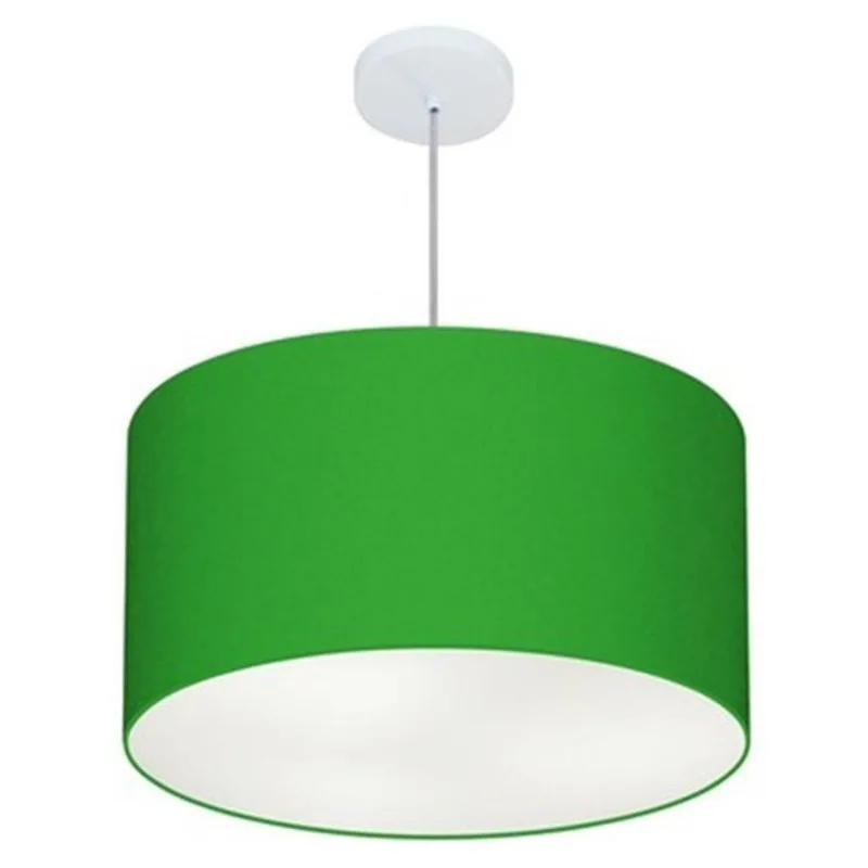 Lustre Pendente Cilíndrico 60x30cm Verde Folha Bivolt