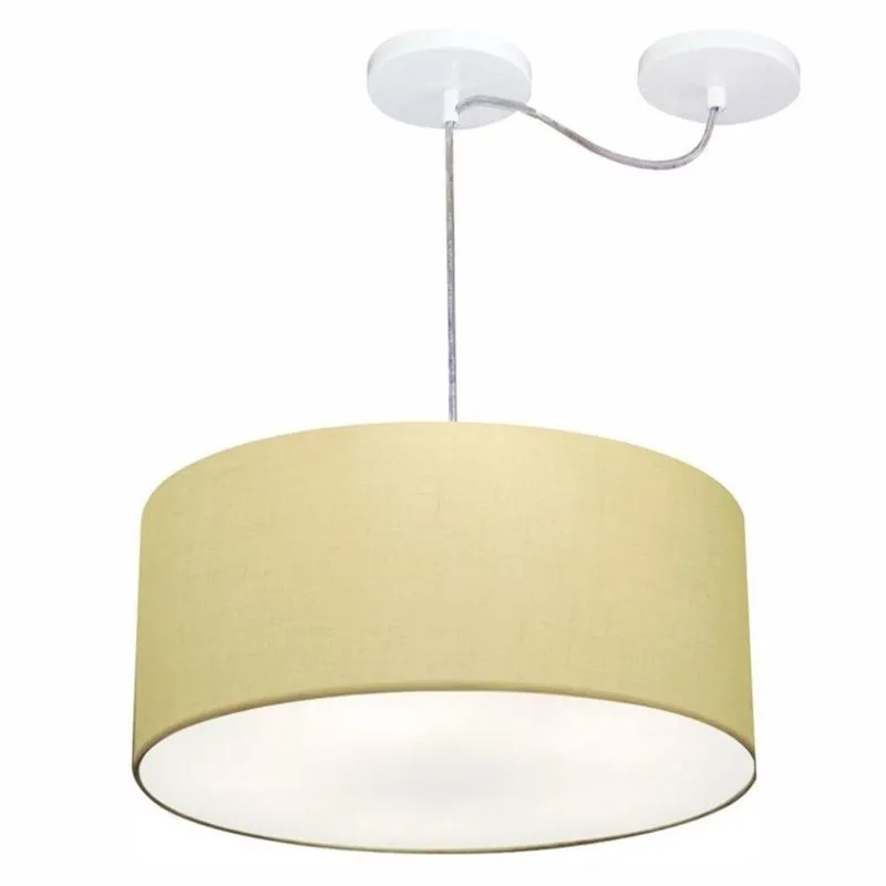 Lustre Pendente Cilíndrico Com Desvio De Centro Md-4147 Cúpula 50x25cm Algodão Crú - Bivolt