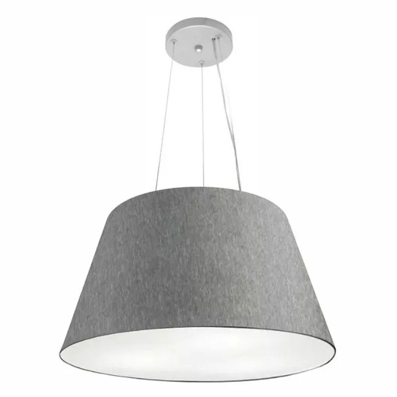 Lustre Pendente Cone Md-4141 Cúpula Em Tecido 30/50x35cm Rustico Cinza - Bivolt