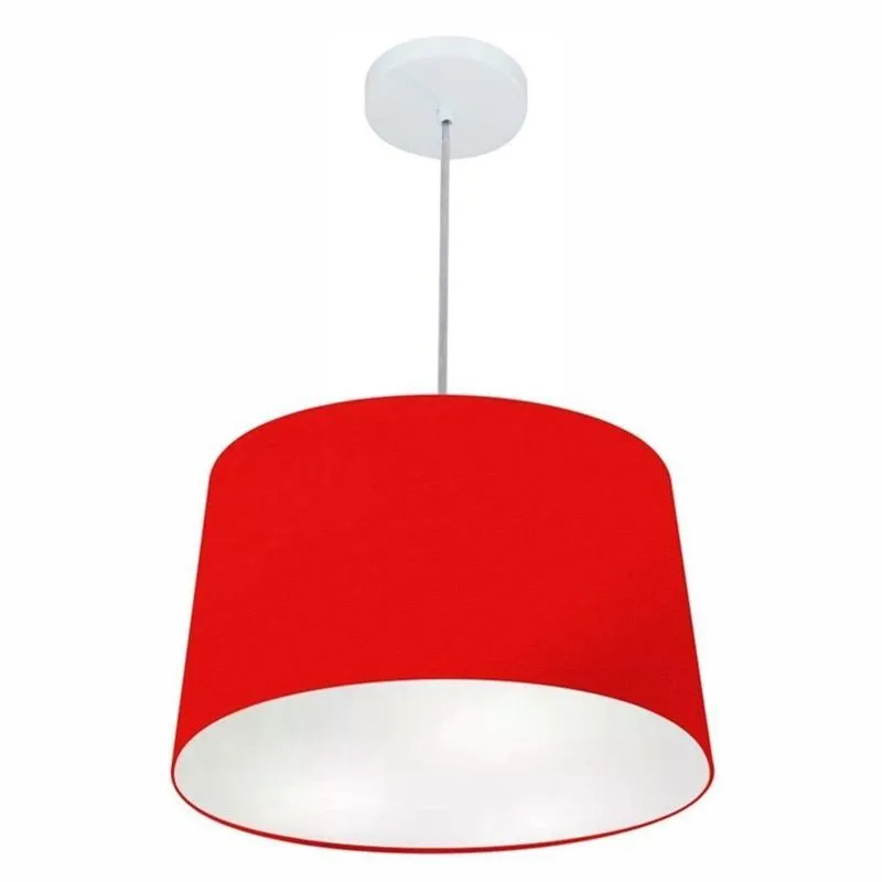 Lustre Pendente Cone MD-4156 Cúpula em Tecido Tamanho Médio Fio Ajustável Vermelho Vivare Brasil