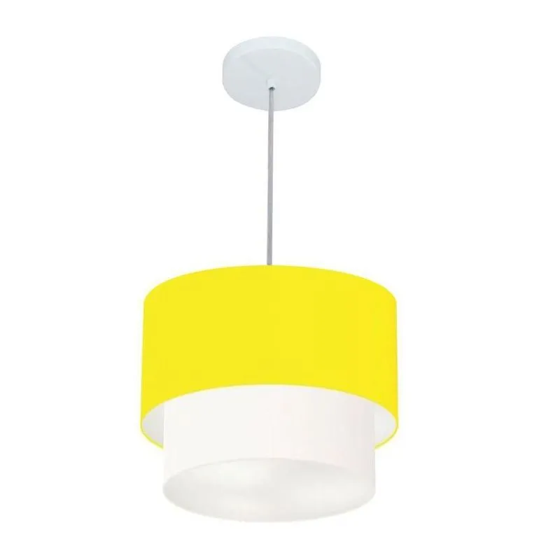 Lustre Duplo Cilíndrico Md-4161 30x25 Amarelo Branco Bivolt