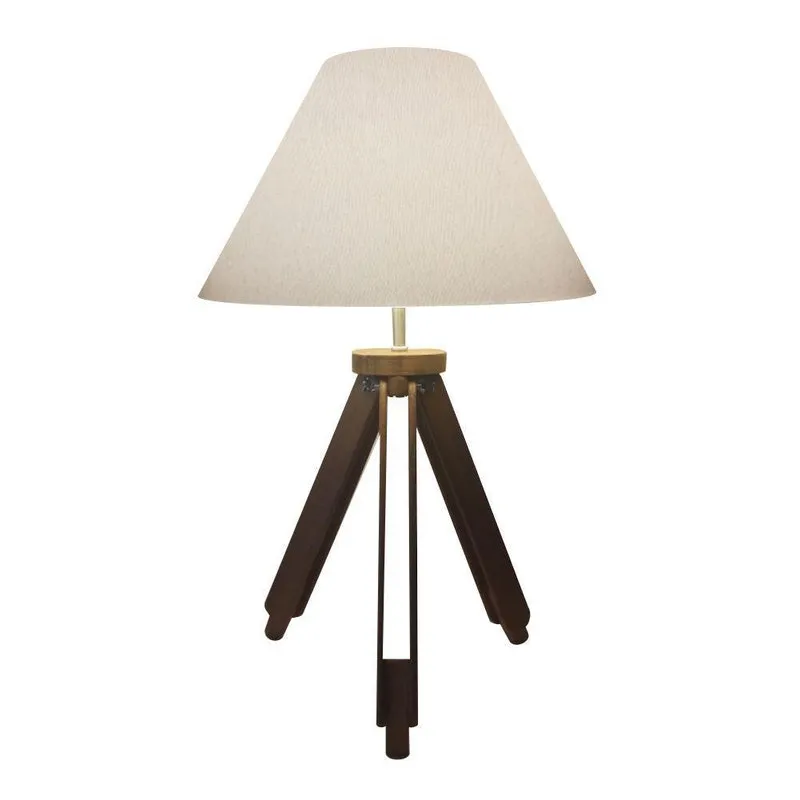 Abajur Tripé Madeira Md-2023 15x40cm Branco - Bivolt