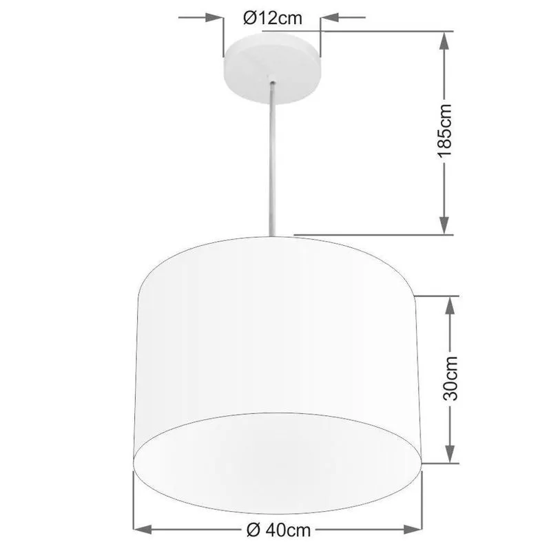Lustre Pendente Cilíndrico MD-4146 Cúpula em Tecido 40x30cm Verde Limão Vivare Brasil Iluminação