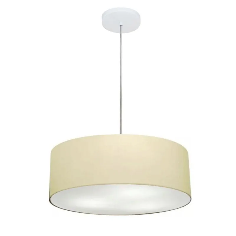 Lustre Pendente Cilíndrico Md-4132 40x15 Algodão Crú Bivolt