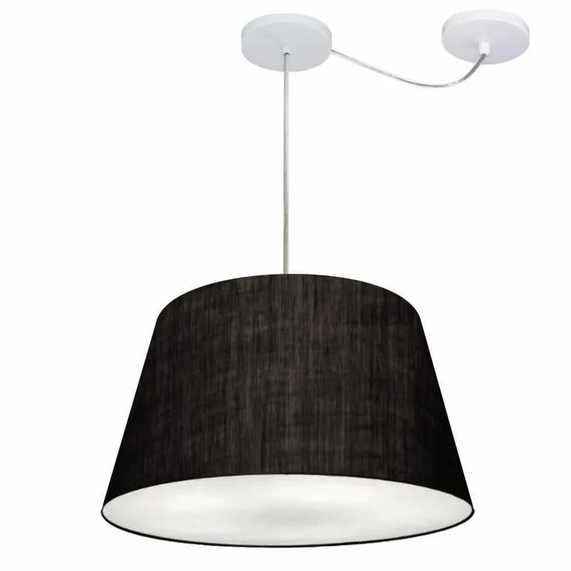 Lustre Pendente MD-4279 Com Cúpula Em Tecido Cone, Desvio Para Teto, Preto Vivare Brasil Iluminação