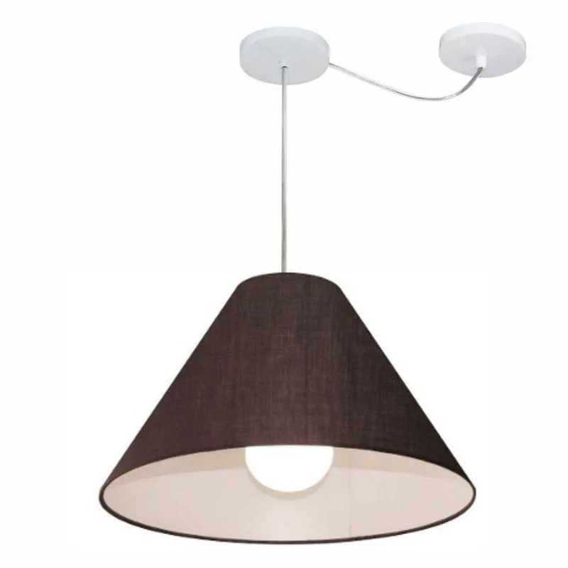 Lustre Pendente MD-4272 Com Cúpula Em Tecido Cone E Altura Ajustável Café Vivare Brasil Iluminação