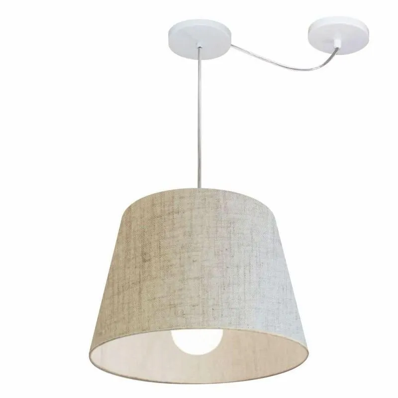 Lustre Pendente MD-4274 Cúpula Cone 30x40x30cm Resistente à Maresia Bege Vivare Brasil Iluminação