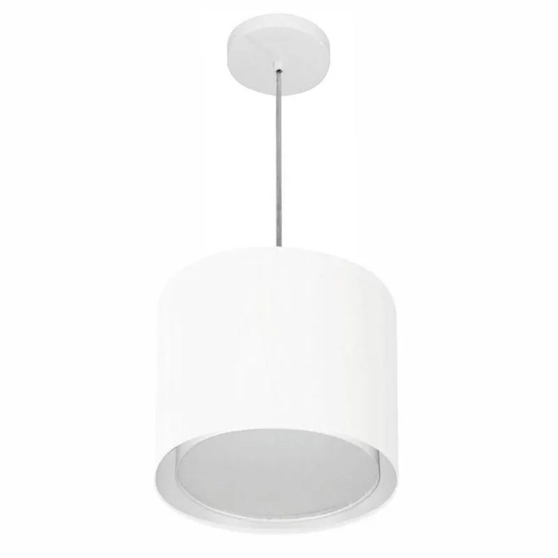 Lustre Cilíndrico Duplo Md-4284 30x30cm Branco Bivolt