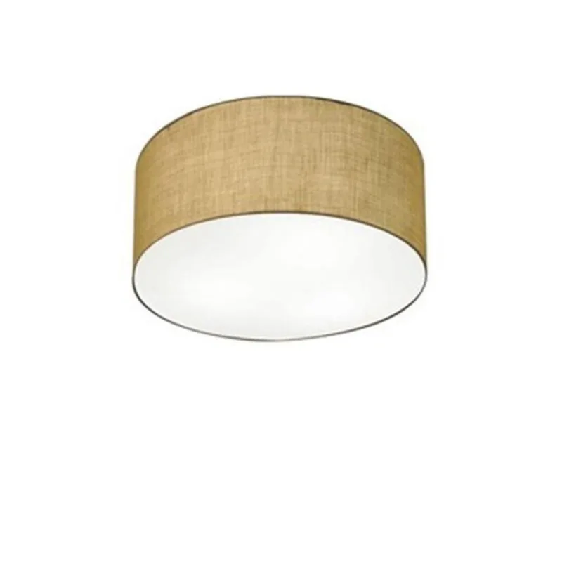 Kit 2 Plafon Cilíndrico Md-3010 Tecido 30x12cm Palha Bivolt - Vivare Brasil Iluminação