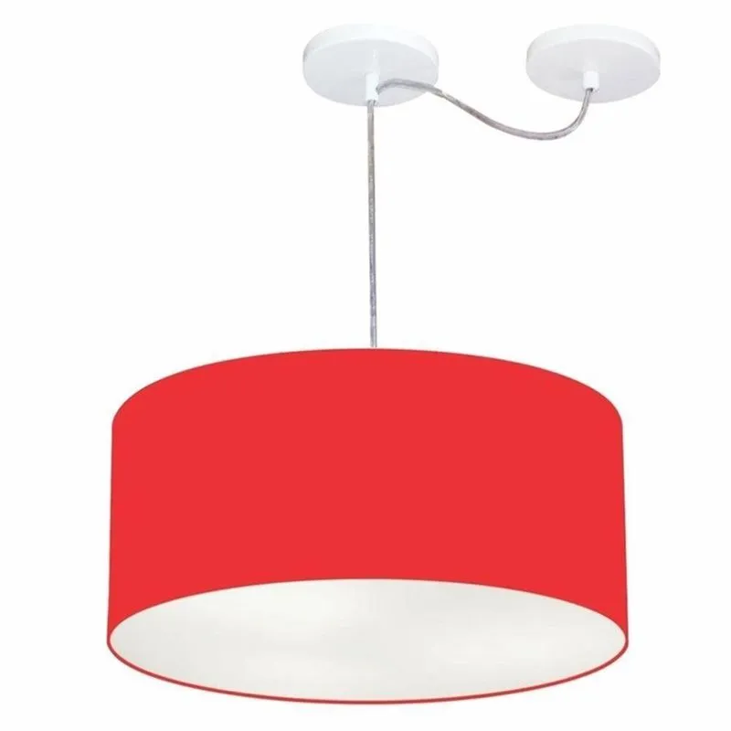 Lustre Pendente Cilíndrico Com Desvio De Centro Md-4147 Cúpula 50x25cm Vermelho - Bivolt