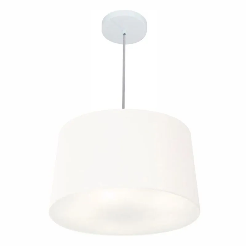 Lustre Pendente Cone Md-4156 Cúpula Em Tecido 30/45x40cm Branco - Bivolt
