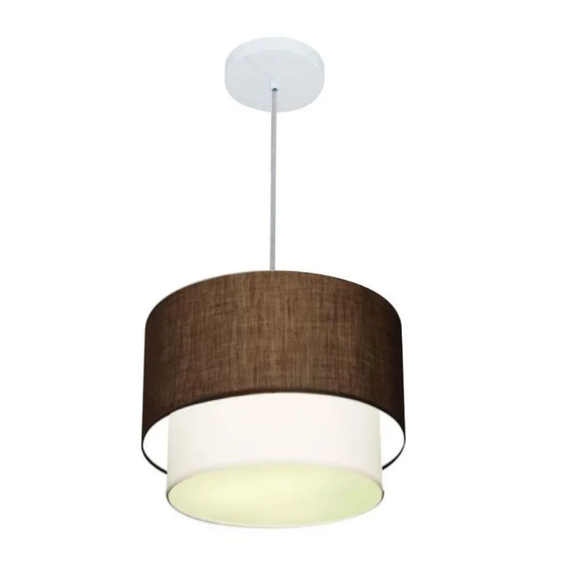 Lustre Duplo Cilíndrico Md-4161 30x25cm Café Branco Bivolt - Vivare Brasil Iluminação