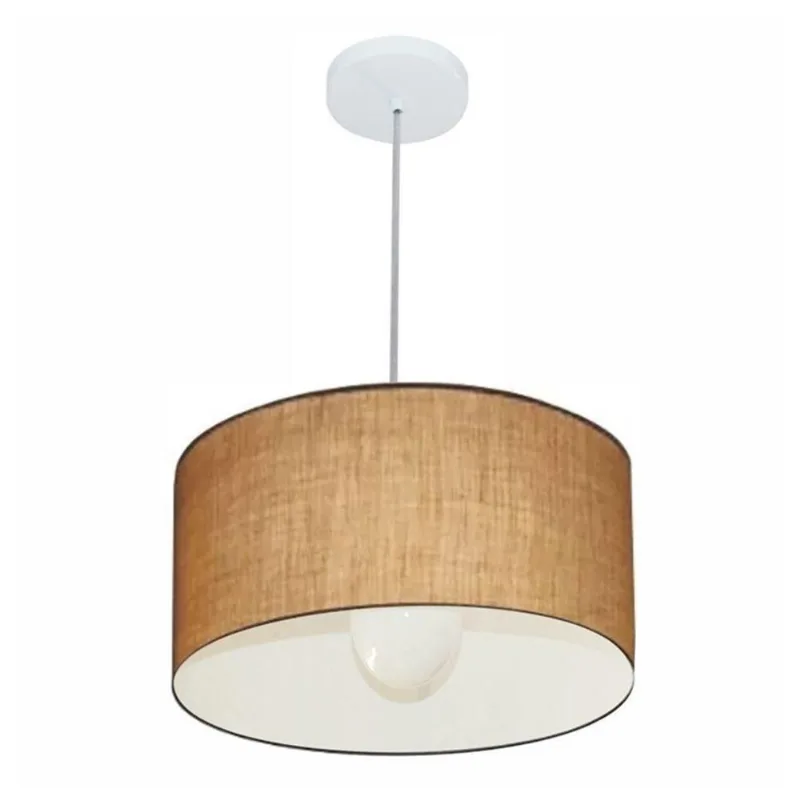 Kit 6 Lustre Pendente Cilíndrico 40x21cm Palha Bivolt - Vivare Brasil Iluminação