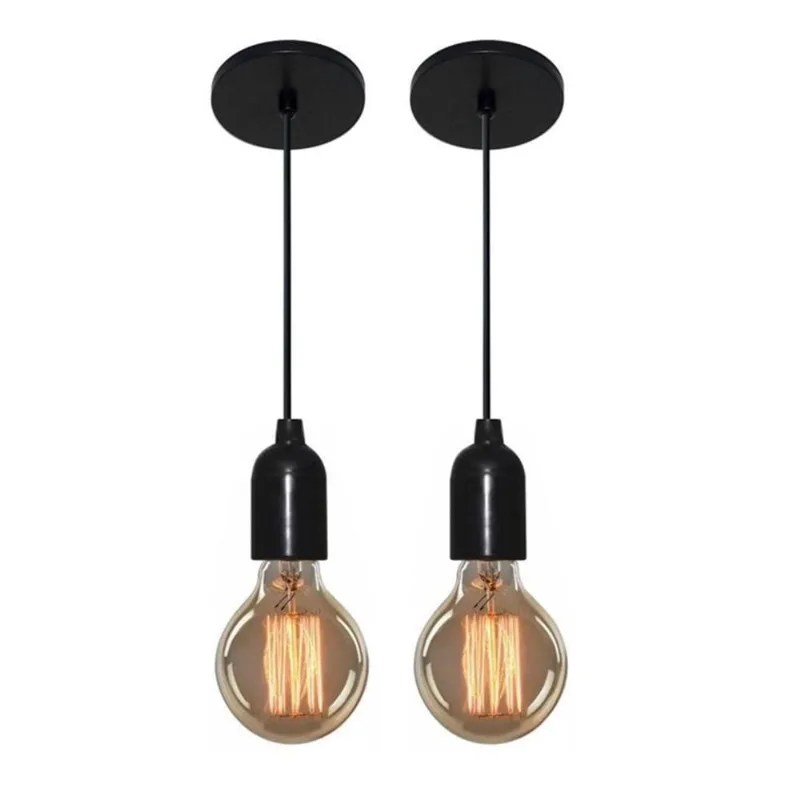 Kit 2 Lustre Luminária Md-4149 Suporte para Lâmpada Bivolt - Vivare Brasil Iluminação