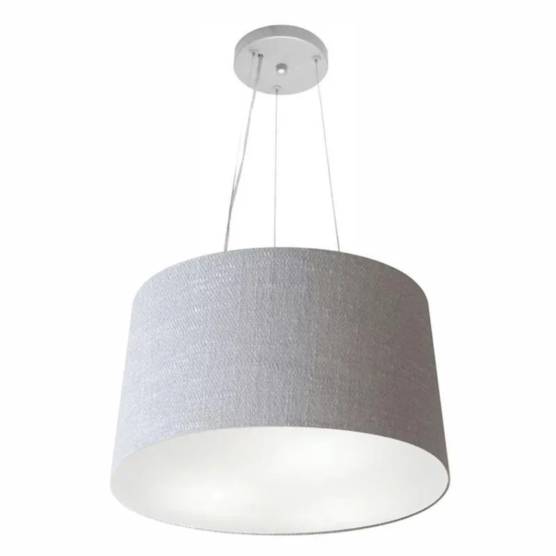 Lustre Pendente Cone MD-4153 Cúpula Em Tecido Fio Ajustável Rústico Cinza Vivare Brasil Iluminação