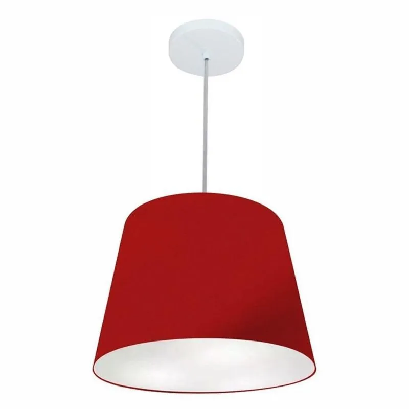 Lustre Pendente MD-4155 Com Cúpula Em Tecido 30-40x30cm Bordô Vivare Brasil Iluminação