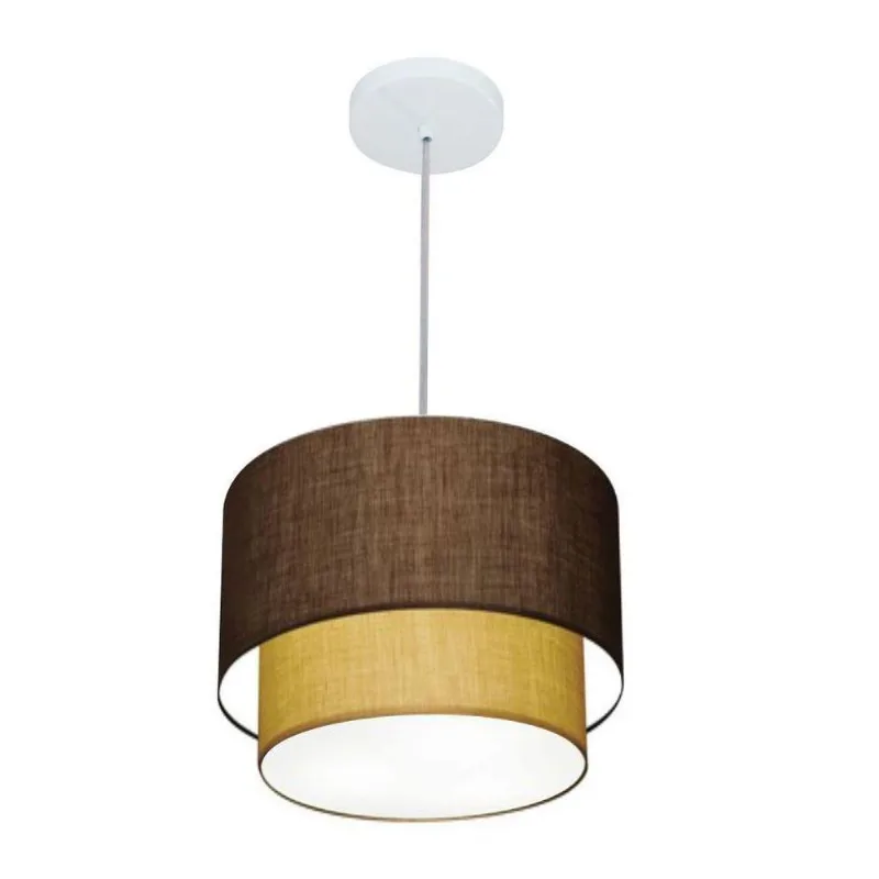 Lustre Duplo Cilíndrico Md-4161 30x25cm Café Palha Bivolt - Vivare Brasil Iluminação