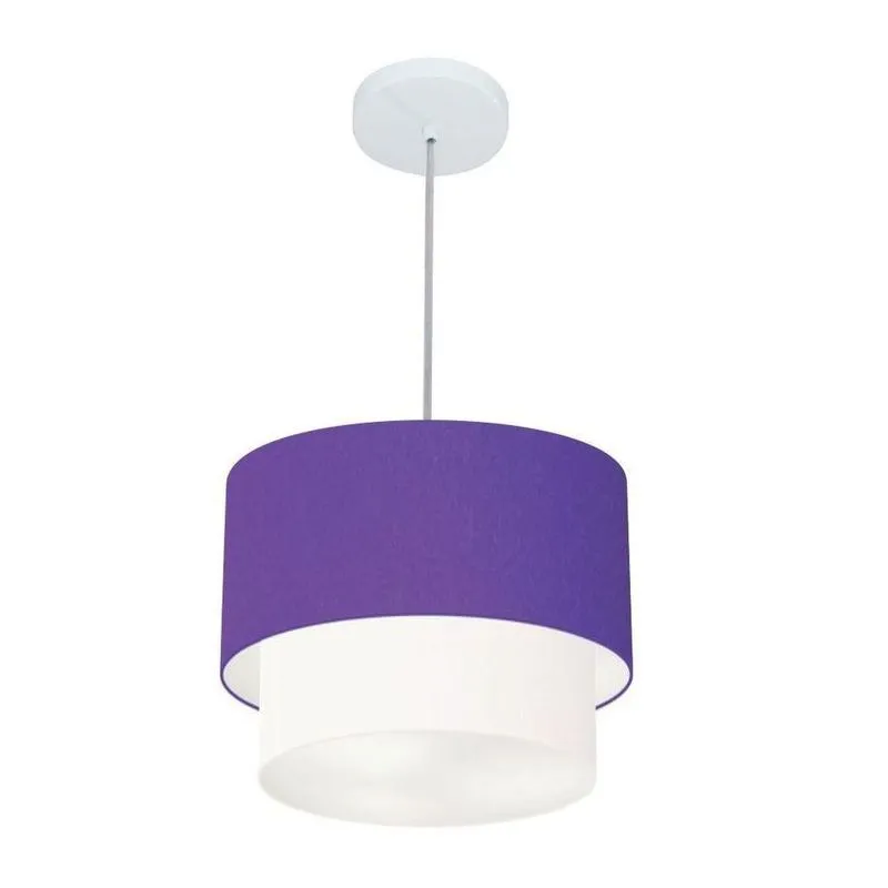Lustre Duplo Cilíndrico Md-4161 30x25cm Roxo Branco Bivolt