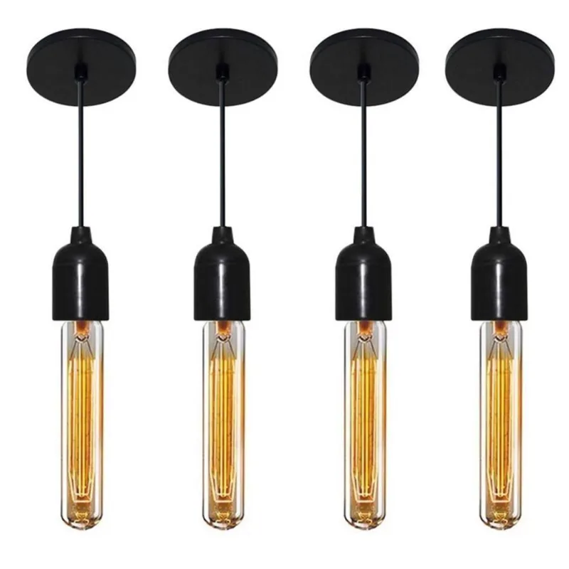 Kit 4 Luminária Pendente Retro Md4149 Suporte Lâmpada Bivolt