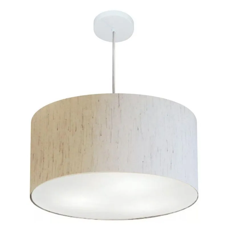 Lustre Pendente Cilíndrico MD-4213 Cúpula em Tecido Linho 50x30cm Resistente à Maresia Bege Vivare