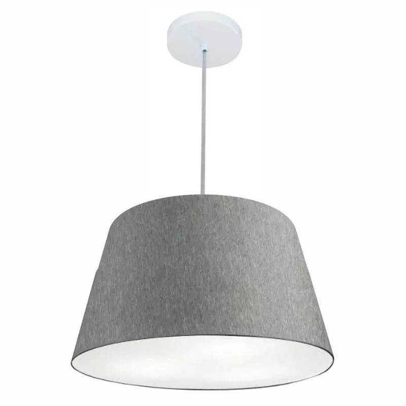 Lustre Pendente Cone MD-4021 Cúpula Em Tecido Fio Ajustável Rústico Cinza Vivare Brasil Iluminação