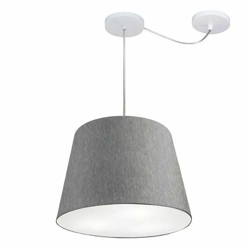 Lustre Pendente MD-4276 Cúpula em Tecido Cone 30x40x30cm Rústico Cinza Vivare Brasil Iluminação
