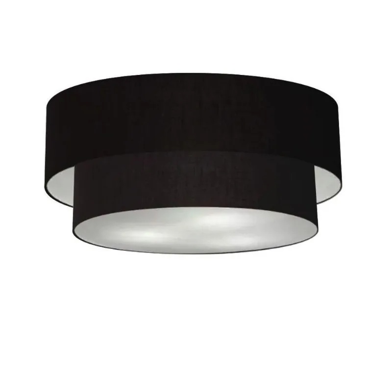 Plafon Duplo Cilíndrico Md-3024 Tecido 60x50cm Bivolt Preto - Vivare Brasil Iluminação
