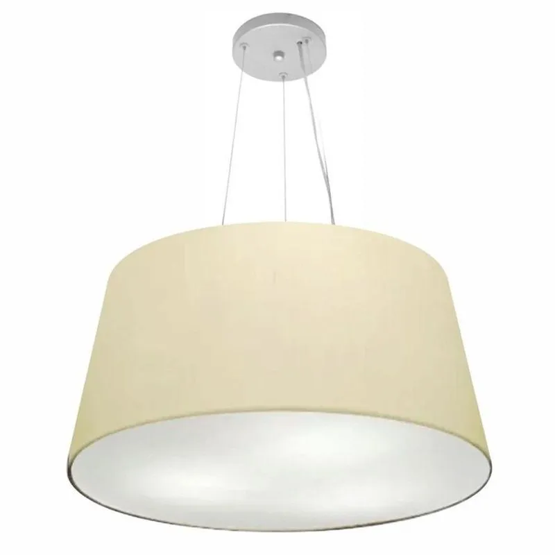Lustre Pendente MD-4063 Com Cúpula Em Tecido Algodão Cru Bivolt Bege Vivare Brasil Iluminação