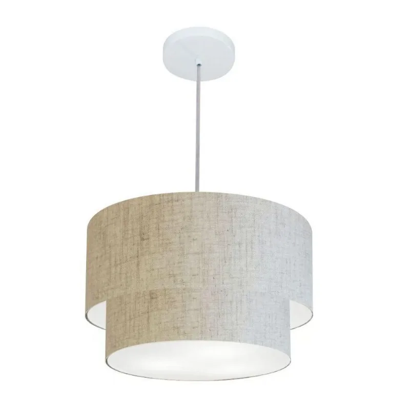 Lustre Duplo Cilíndrico Md-4160 40x35cm Bivolt Rústico Bege - Vivare Brasil Iluminação