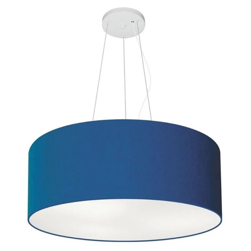 Lustre Pendente Cilíndrico 50x21cm Azul Marinho Bivolt