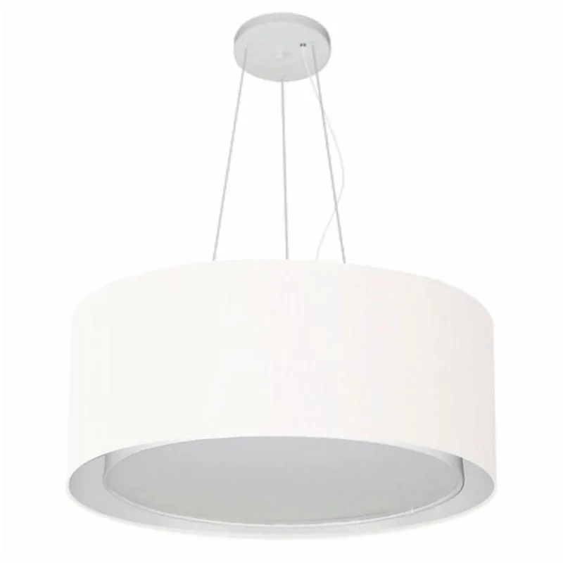 Lustre Pendente Cilíndrico Duplo 50x25cm Branco Bivolt