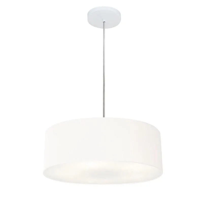 Lustre Cilíndrico Md-4132 Tecido 40x15cm Branco Bivolt - Vivare Brasil Iluminação